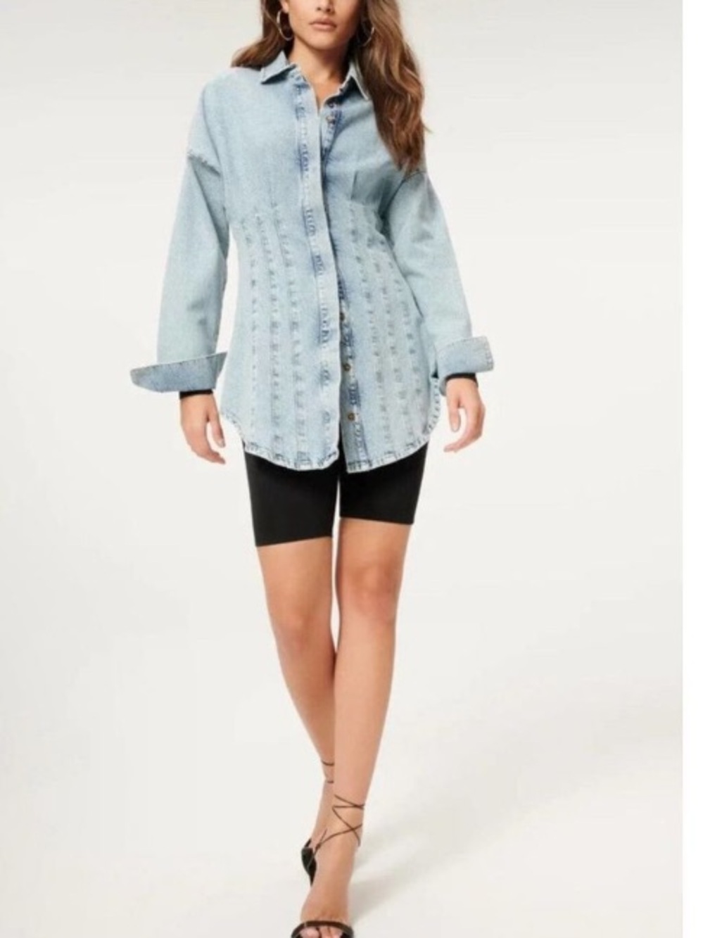 NWT size XLGood American Seamed Long Sleeve Denim Shirt